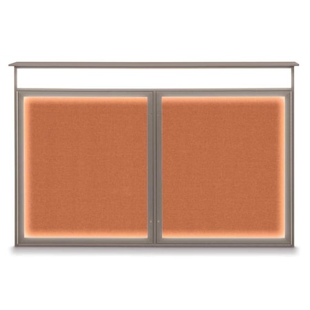 United Visual Products 96"x48" 2-Door Enclosed Outdoor Letterboard, Blue Felt/Bronze UV1161DDD9648PLUS-BRONZE-BLUE
